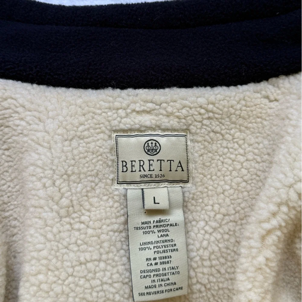 BERETTA Men’s Navy Wool JacketNWOT Sherpa LinenFull Zip Sweater Coat Large - Picture 3 of 17